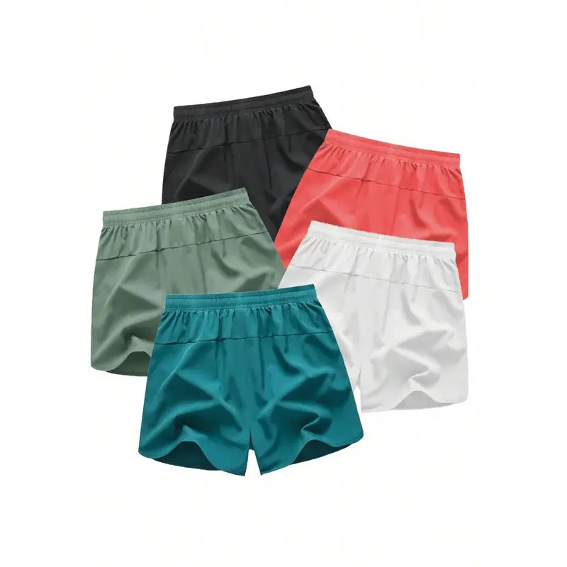 Men's Quick-Dry Summer Shorts 5-Pack – Lightweight Breathable Shorts with Zipper Pockets