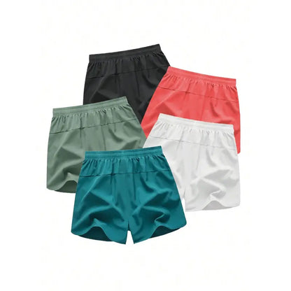 Men's Quick-Dry Summer Shorts 5-Pack – Lightweight Breathable Shorts with Zipper Pockets