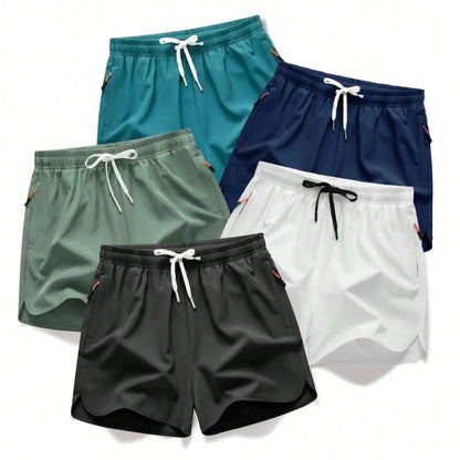 Men's Quick-Dry Summer Shorts 5-Pack – Lightweight Breathable Shorts with Zipper Pockets